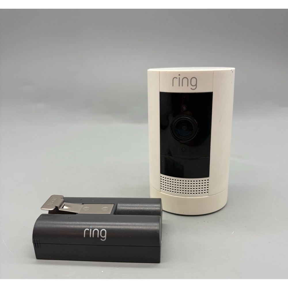 Ring Outdoor Stick Up Cam Battery HD Security Camera (5UM7E5) - White